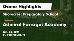 Shorecrest Preparatory School vs Admiral Farragut Academy Game Highlights - Jan. 30, 2024