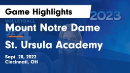 Mount Notre Dame  vs St. Ursula Academy  Game Highlights - Sept. 20, 2022