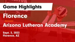 Florence  vs Arizona Lutheran Academy  Game Highlights - Sept. 3, 2022