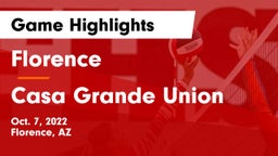 Florence  vs Casa Grande Union  Game Highlights - Oct. 7, 2022