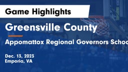 Greensville County  vs Appomattox Regional Governors School  Game Highlights - Dec. 13, 2023