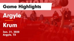 Argyle  vs Krum  Game Highlights - Jan. 21, 2020