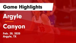 Argyle  vs Canyon  Game Highlights - Feb. 28, 2020