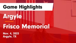 Argyle  vs Frisco Memorial  Game Highlights - Nov. 4, 2023