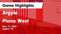 Argyle  vs Plano West  Game Highlights - Nov. 17, 2023