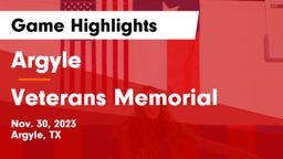 Argyle  vs Veterans Memorial  Game Highlights - Nov. 30, 2023