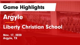 Argyle  vs Liberty Christian School  Game Highlights - Nov. 17, 2020