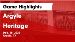 Argyle  vs Heritage  Game Highlights - Dec. 19, 2020