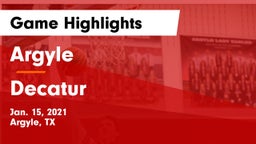 Argyle  vs Decatur  Game Highlights - Jan. 15, 2021