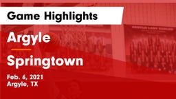 Argyle  vs Springtown  Game Highlights - Feb. 6, 2021