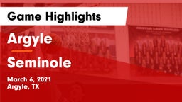 Argyle  vs Seminole  Game Highlights - March 6, 2021