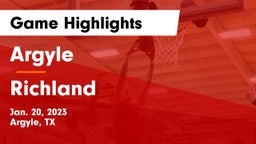 Argyle  vs Richland  Game Highlights - Jan. 20, 2023