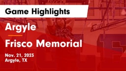 Argyle  vs Frisco Memorial  Game Highlights - Nov. 21, 2023