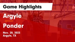 Argyle  vs Ponder  Game Highlights - Nov. 28, 2023