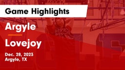 Argyle  vs Lovejoy  Game Highlights - Dec. 28, 2023