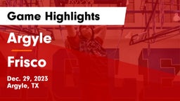 Argyle  vs Frisco  Game Highlights - Dec. 29, 2023