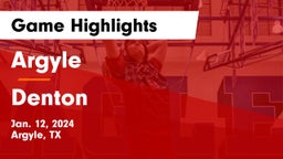Argyle  vs Denton  Game Highlights - Jan. 12, 2024