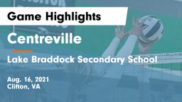 Centreville  vs Lake Braddock Secondary School Game Highlights - Aug. 16, 2021