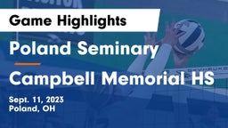 Poland Seminary  vs Campbell Memorial HS Game Highlights - Sept. 11, 2023