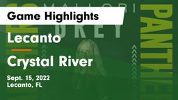 Lecanto  vs Crystal River  Game Highlights - Sept. 15, 2022