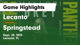 Lecanto  vs Springstead  Game Highlights - Sept. 20, 2022