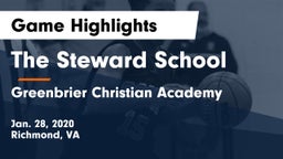 The Steward School vs Greenbrier Christian Academy Game Highlights - Jan. 28, 2020
