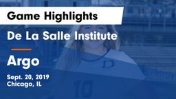 De La Salle Institute vs Argo  Game Highlights - Sept. 20, 2019