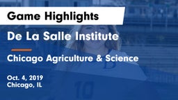 De La Salle Institute vs Chicago Agriculture & Science  Game Highlights - Oct. 4, 2019