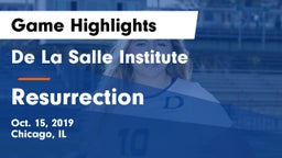 De La Salle Institute vs Resurrection  Game Highlights - Oct. 15, 2019