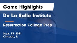 De La Salle Institute vs Resurrection College Prep  Game Highlights - Sept. 23, 2021