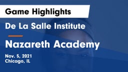 De La Salle Institute vs Nazareth Academy  Game Highlights - Nov. 5, 2021