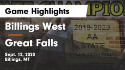 Billings West  vs Great Falls  Game Highlights - Sept. 12, 2020