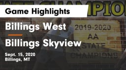 Billings West  vs Billings Skyview  Game Highlights - Sept. 15, 2020