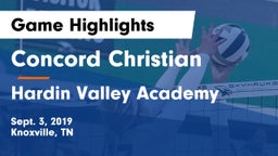 Concord Christian  vs Hardin Valley Academy Game Highlights - Sept. 3, 2019