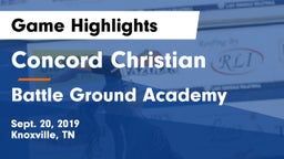 Concord Christian  vs Battle Ground Academy  Game Highlights - Sept. 20, 2019