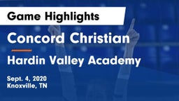 Concord Christian  vs Hardin Valley Academy Game Highlights - Sept. 4, 2020