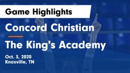 Concord Christian  vs The King's Academy Game Highlights - Oct. 3, 2020