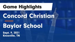 Concord Christian  vs Baylor School Game Highlights - Sept. 9, 2021