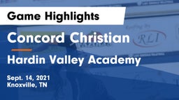 Concord Christian  vs Hardin Valley Academy Game Highlights - Sept. 14, 2021