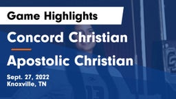 Concord Christian  vs Apostolic Christian Game Highlights - Sept. 27, 2022