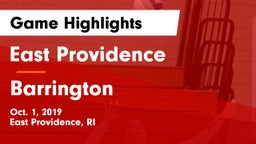 East Providence  vs Barrington  Game Highlights - Oct. 1, 2019