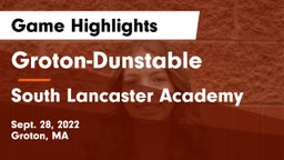 Groton-Dunstable  vs South Lancaster Academy Game Highlights - Sept. 28, 2022