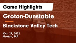 Groton-Dunstable  vs Blackstone Valley Tech Game Highlights - Oct. 27, 2022