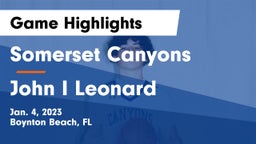 Somerset Canyons vs John I Leonard  Game Highlights - Jan. 4, 2023