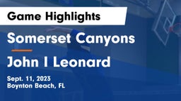 Somerset Canyons vs John I Leonard  Game Highlights - Sept. 11, 2023