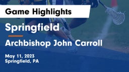 Springfield  vs Archbishop John Carroll  Game Highlights - May 11, 2023