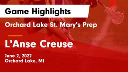 Orchard Lake St. Mary's Prep vs L'Anse Creuse  Game Highlights - June 2, 2022