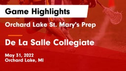 Orchard Lake St. Mary's Prep vs De La Salle Collegiate Game Highlights - May 31, 2022