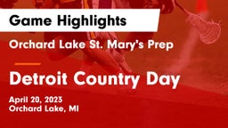 Orchard Lake St. Mary's Prep vs Detroit Country Day  Game Highlights - April 20, 2023