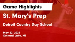 St. Mary's Prep vs Detroit Country Day School Game Highlights - May 22, 2024